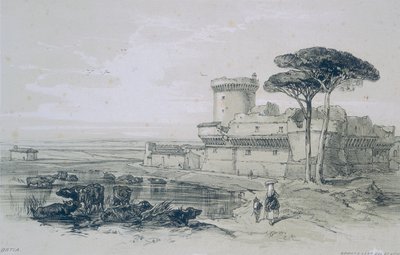 Views in Rome and Its Environs: Castle of Ostia at the Mouth of the Tiber by Edward Lear